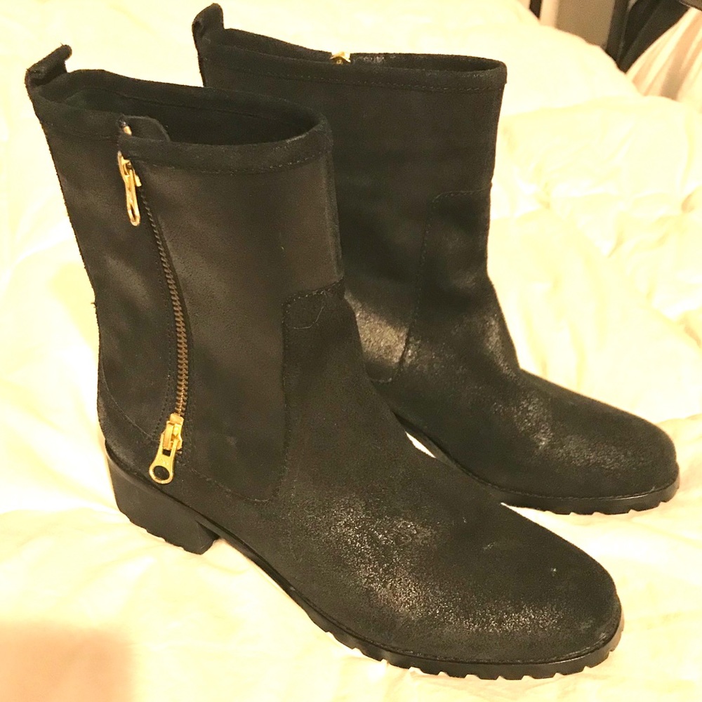 Renvy Joe Sport Black Suede Double Zip Boots